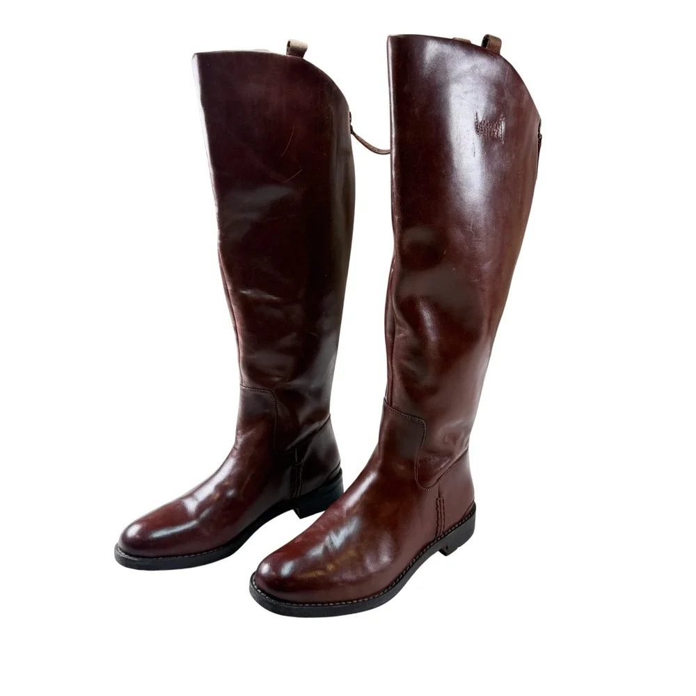 Franco Sarto Meyer Womens Brown Leather Knee High Riding Boots Size 8 NWOT